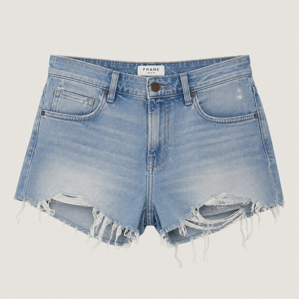 Frame Le Grand Garcon‎ Shorts Womens 26 Distressed Denim Cutoff Raw Hem